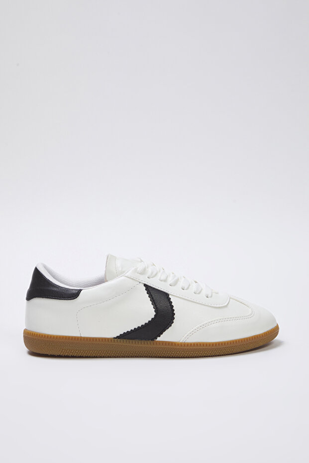 Beyaz Bağcıklı Kontrast Unisex Retro Spor Ayakkabı TAKSS25SN00054 - 8