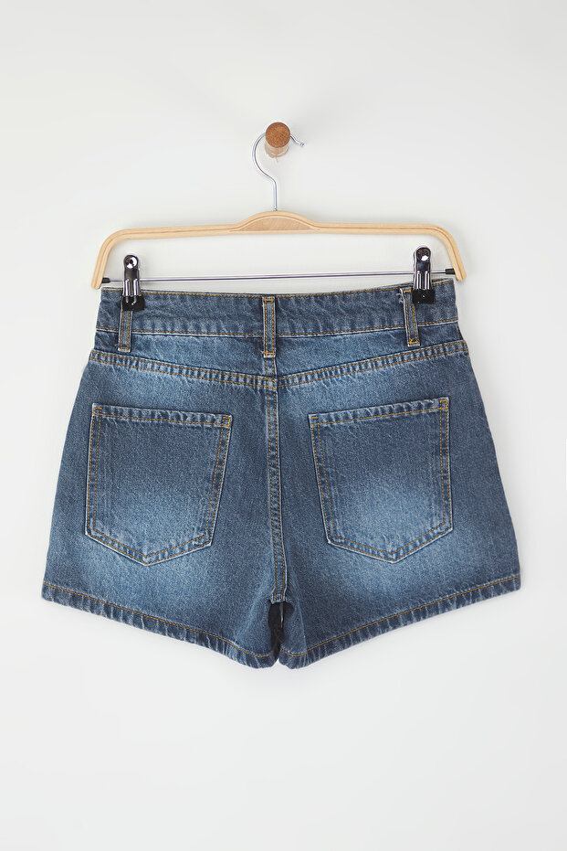 Mavi Yüksek Bel City Boy Denim Şort TWOSS25SR00154 - 7