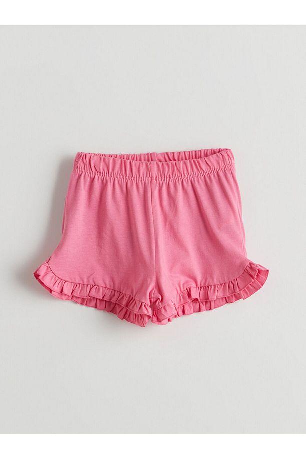 LCW baby Pembe Beli Lastikli Basic Kız Bebek Şort 2'li - 2
