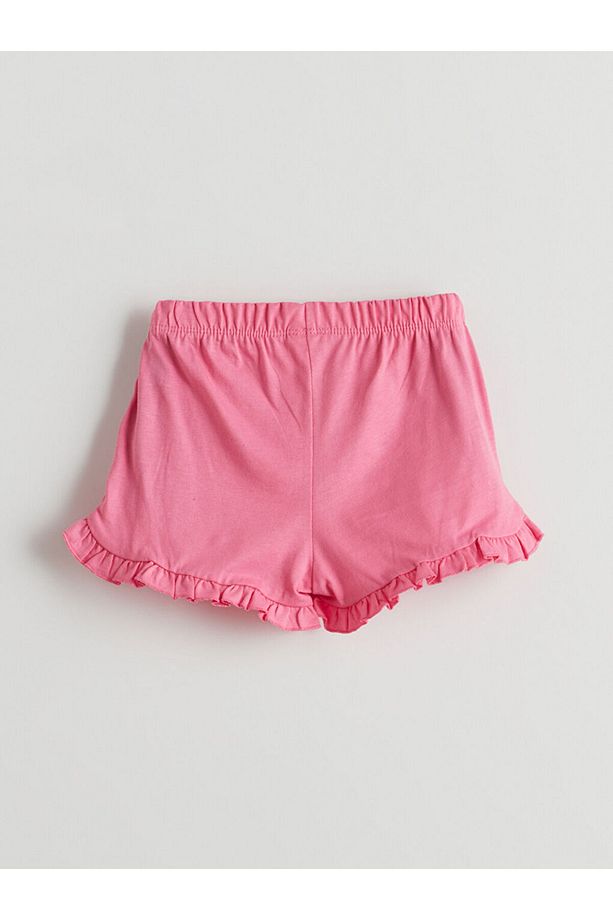 LCW baby Pembe Beli Lastikli Basic Kız Bebek Şort 2'li - 4
