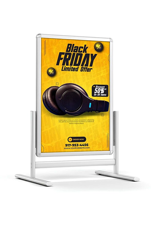 Aluminum Advertising Sidewalk Poster Maki Board B2 (50X70) Gray