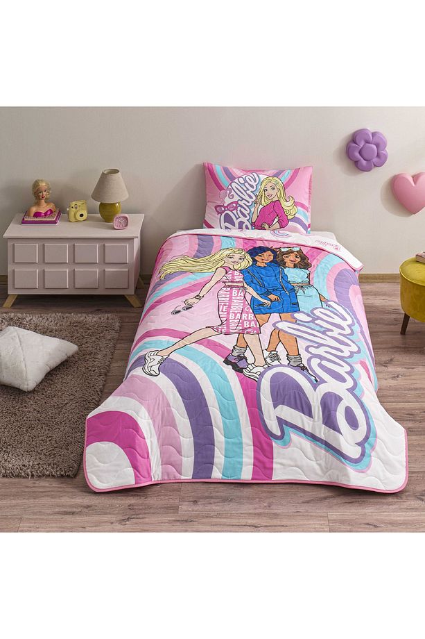 Lisanslı Barbie Imagine Tek Kişilik Yatak Örtüsü Seti - 3
