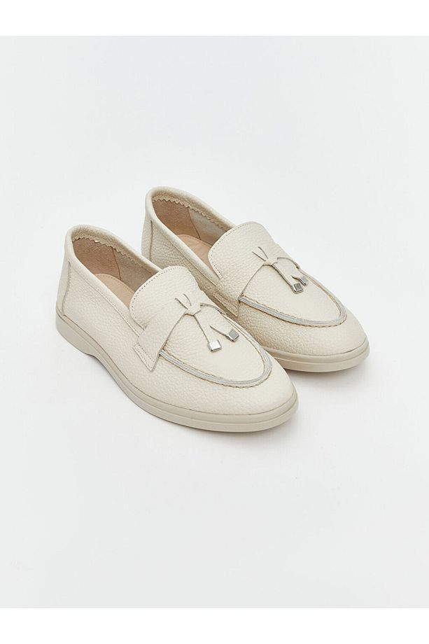 LCW STEPS Bej Deri Görünümlü Kadın Loafer Ayakkabı - 3