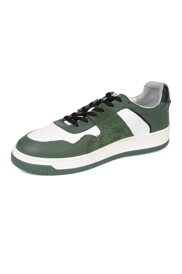 Erkek Yeşil Beyaz Hakiki Deri Sneaker Ayakkabı 3K1SA75174 - 2