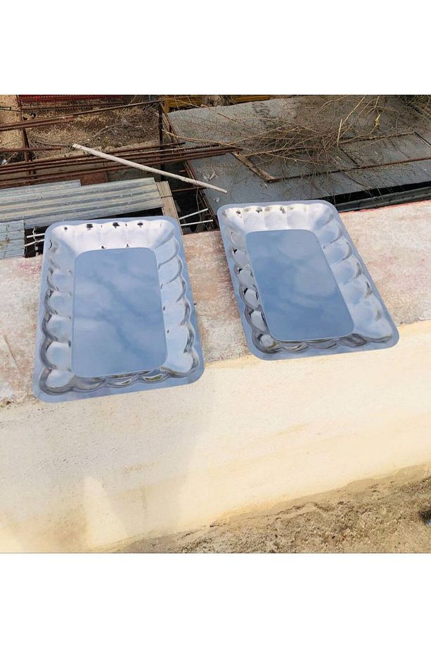 Çelik Dilimli Kayık Tabağı  Kalın Çelik Kayık Tabağı,Salata,Servis,Sunum Tabağı No:5 34 cm 2 Adet - 4