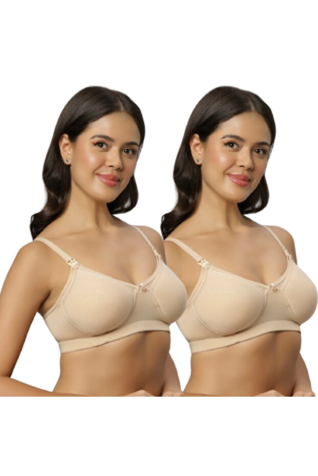 Pack of 2 Women's Soft Comfortable Lightly Padded Bamboo Cotton Non-Padded Nursing & Maternity Bra