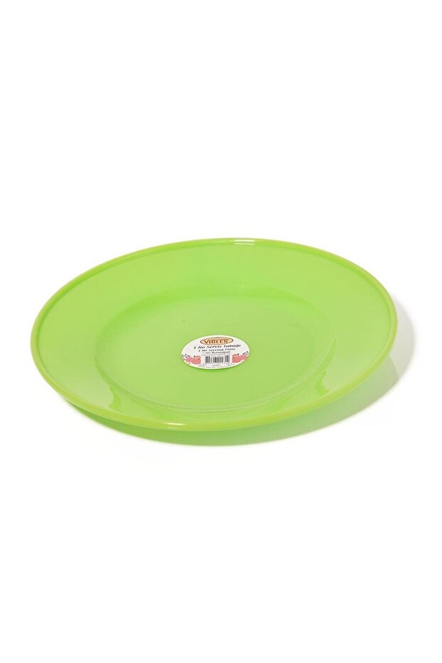 طبق مسطح مستدير بلاستيك متعدد الالوان - 1