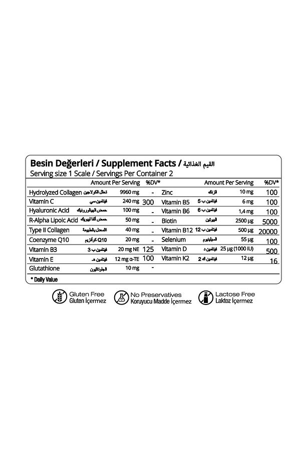 QATREPREMİUM HYDROLYZED COLLAGEN TİP1 TİP2 TİP3 Q10 VE D3K2 - 3