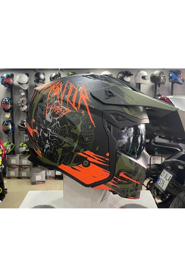 X1-X SEUL Matt Warrior Black Army Orange Moduler Kask - 5