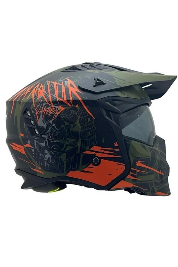 X1-X SEUL Matt Warrior Black Army Orange Moduler Kask - 8