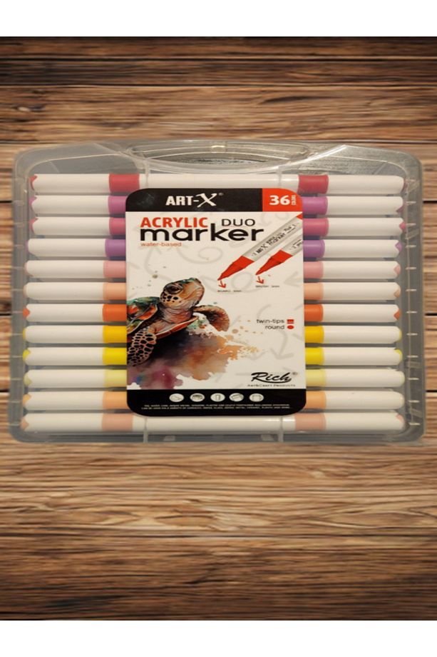 Art-X Acrylic Marker Duo Marker Çift Uçlu Su Bazlı Boyama Kalemi 36 Renk Set - 4