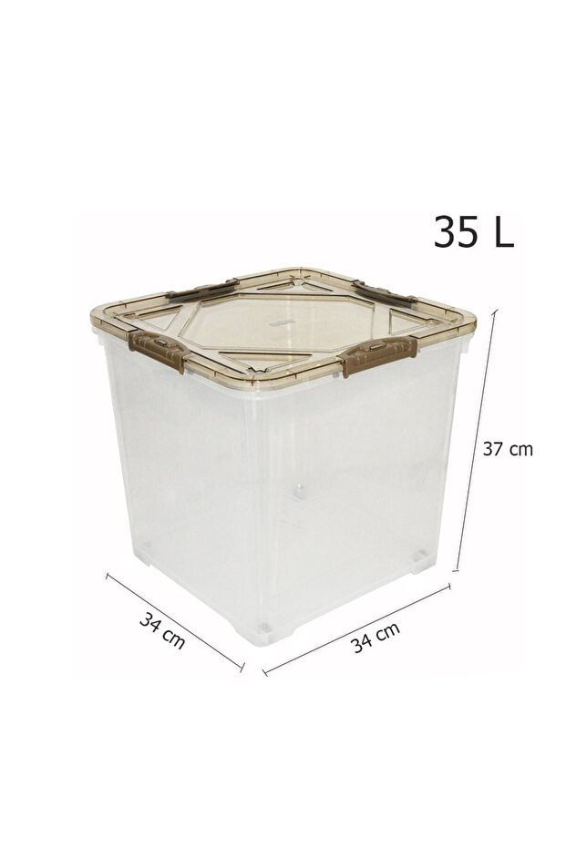 صندوق تخزين بلاستيكي مزود بعجلات و متعدد الإستعمالات 35 لتر - 2