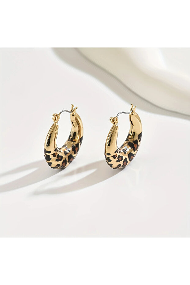 Leopar Mini Halka Küpe - 4