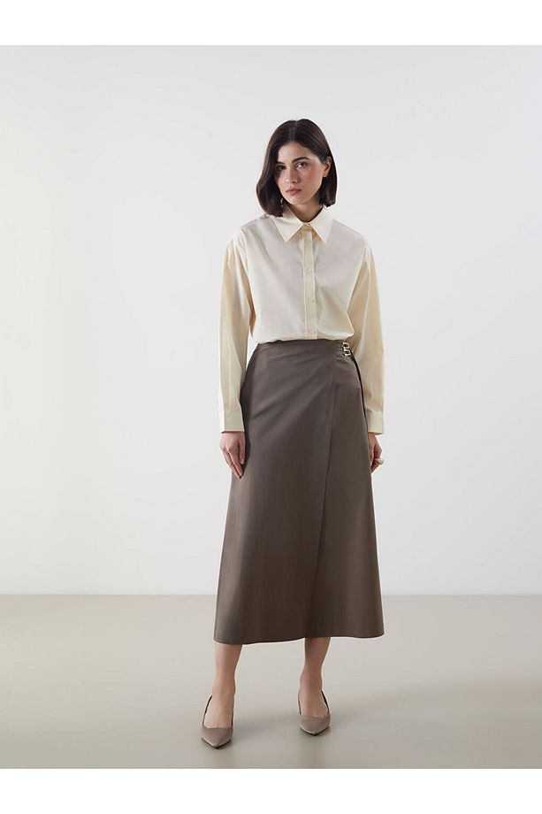 LCW Modest Beli Fermuarlı Gabardin Etek - 1