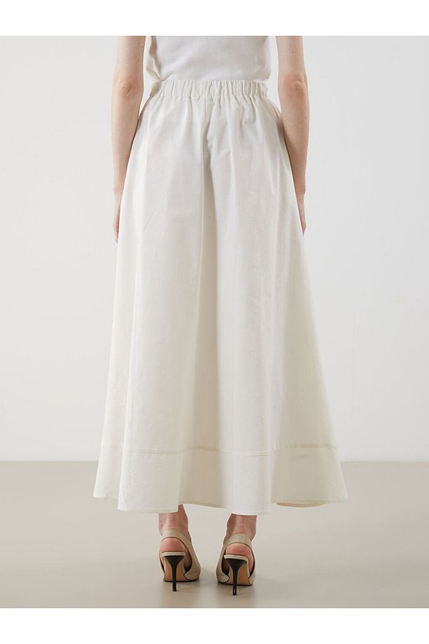 LCW Modest Beli Lastikli Poplin Kloş Etek - 4