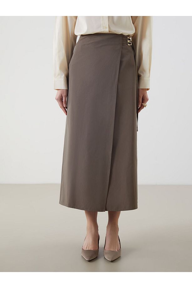 LCW Modest Beli Fermuarlı Gabardin Etek - 2