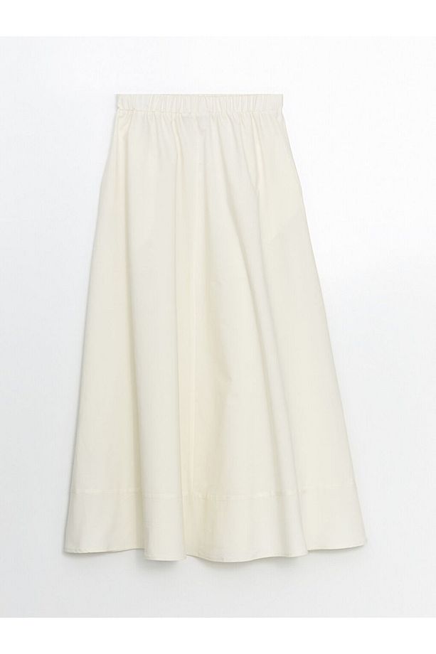 LCW Modest Beli Lastikli Poplin Kloş Etek - 6