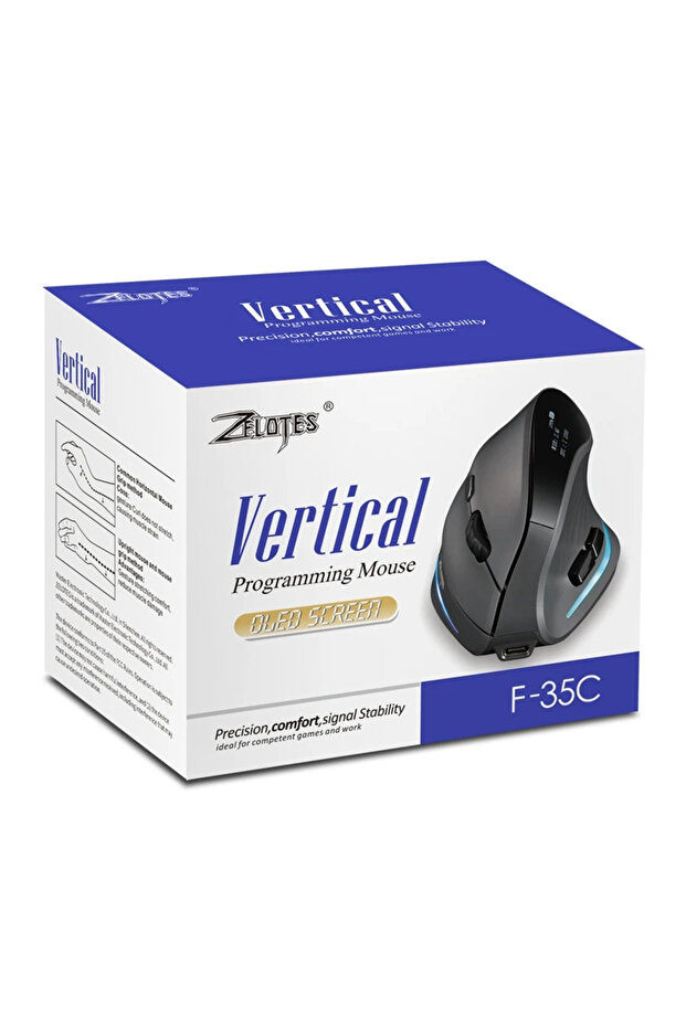 F-35C Dikey Ergonomik Bluetooth Led Ekran Mouse 4000DPI - 4