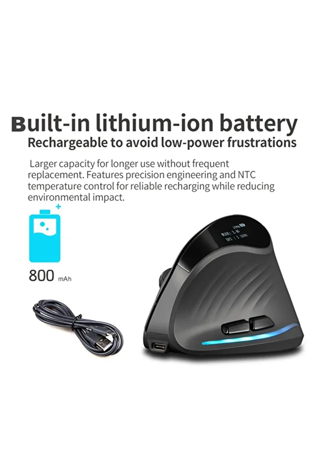 F-35C Dikey Ergonomik Bluetooth Led Ekran Mouse 4000DPI - 2