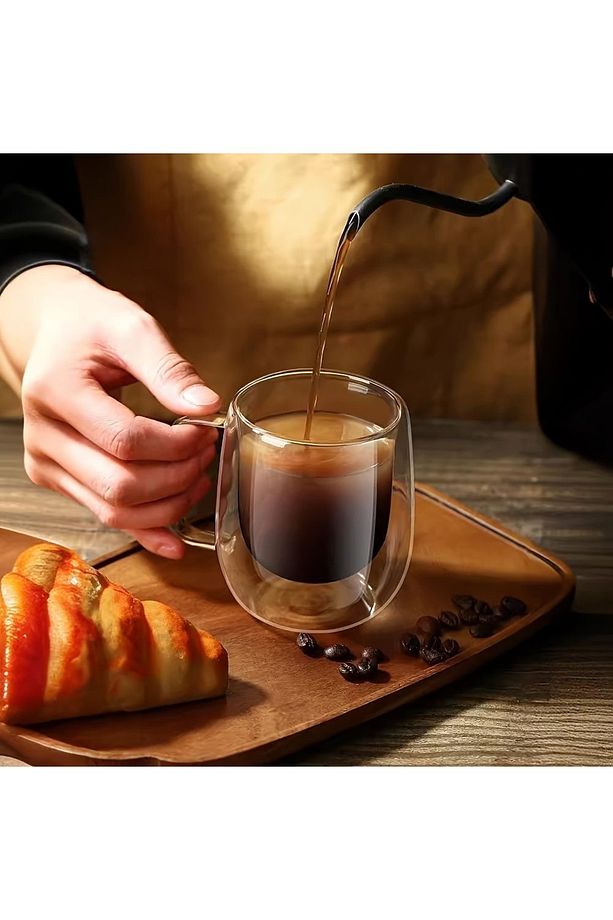 4 Adet Çift Katmanlı 250 ML Kahve Kupasi Seti -  Kahve Sunum Bardağı  - Latte Bardağı Çift Cidarlı - 5