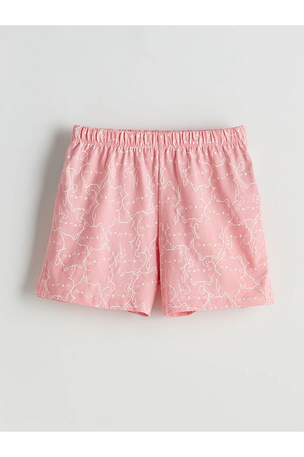 LCW Young Pembe Beli Lastikli Baskılı Kadın Şort Pijama Altı - 2