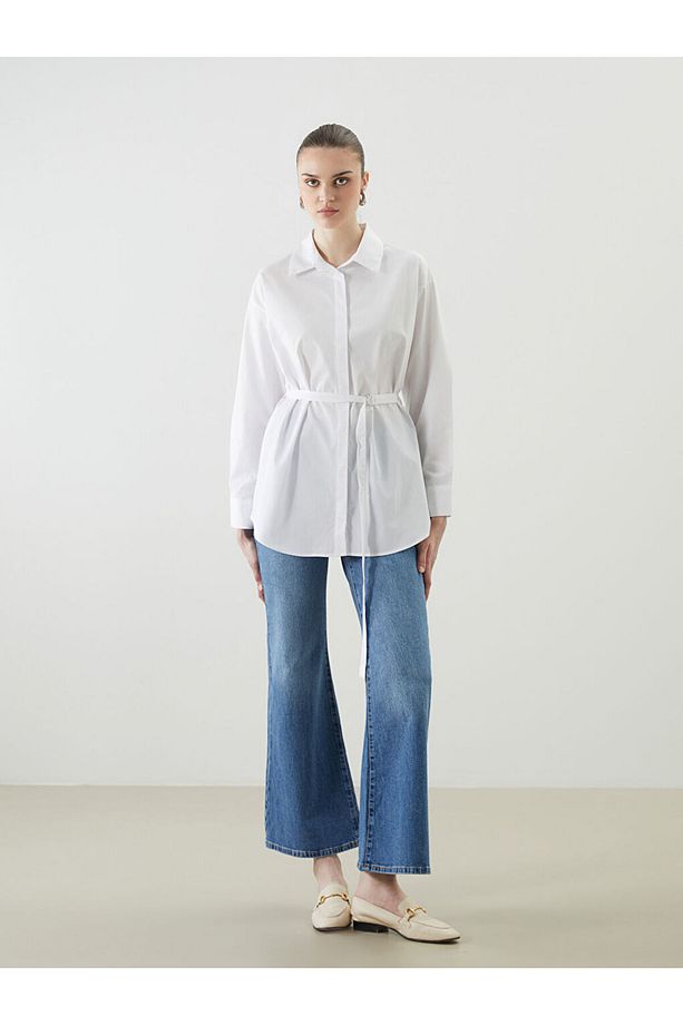 LCW Vision Ekru Oversize Kadın Gömlek - 2