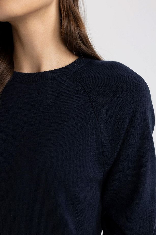Regular Fit Yumuşak Dokulu Bisiklet Yaka Reglan Kol Basic Düz Triko Kazak I6913az24wn - 7