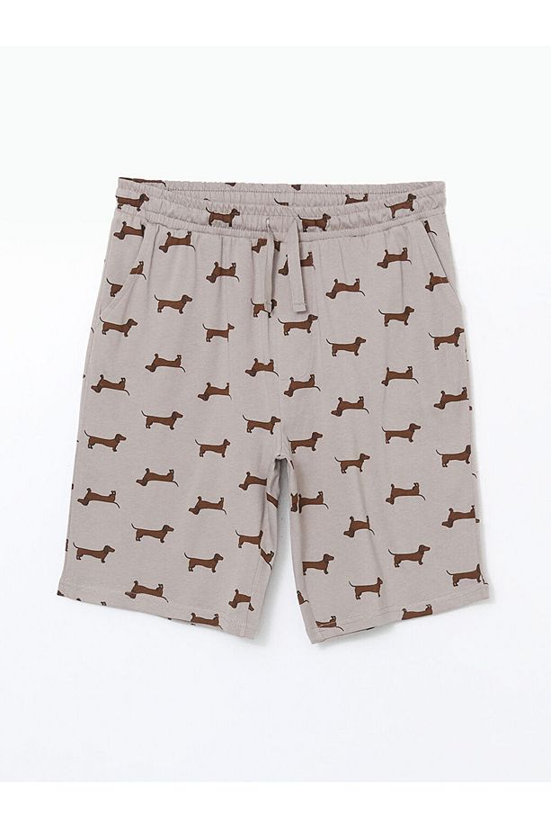 Bej Standart Kalıp Erkek Pijama Alt Şort - 1