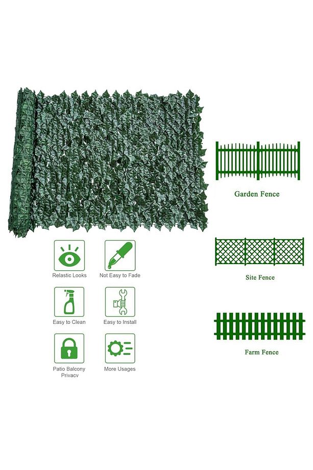 Balkon Sarmaşık Çit Bahçe Dış Mekan Dekoratif Yapay Sarmaşık Çit 2x1metre - 7