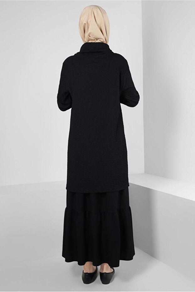 LAPEL BINDING DETAILED CUFFS ELASTIC TUNIC 43931 - 3