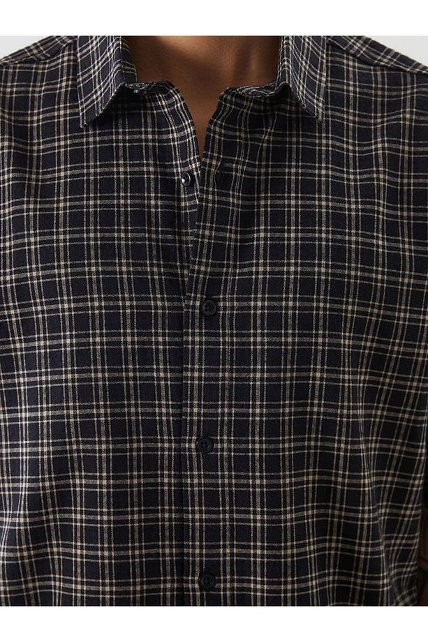 LCW Vision Siyah Regular Fit Kısa Kollu Ekose Erkek Gömlek - 3