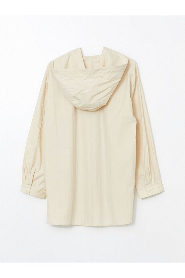 LCW Modest Bej Kapüşonlu Oversize Poplin Kadın Tesettür Kap - 6