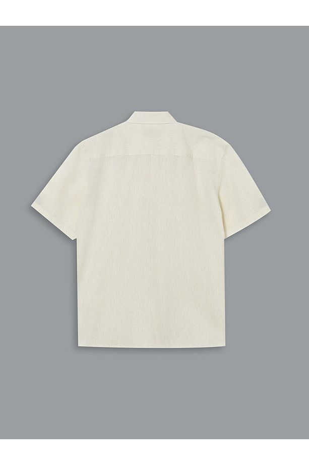 LCW Vision Regular Fit Kısa Kollu Keten Karışımlı Erkek Gömlek - 6