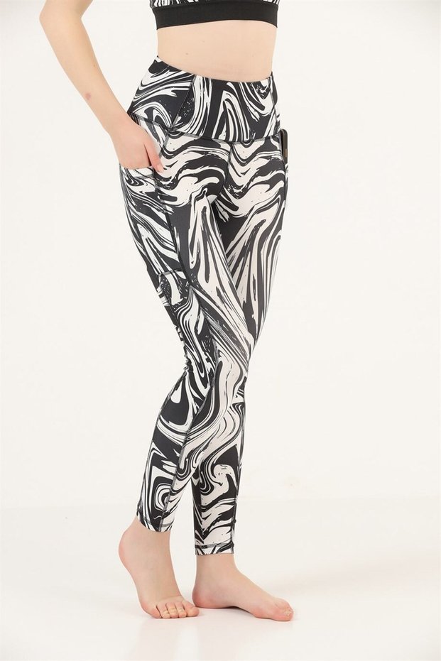 Women's Leggings White Zebra High Waist Double Pocket Digital Printed Comfort & Sport 1058