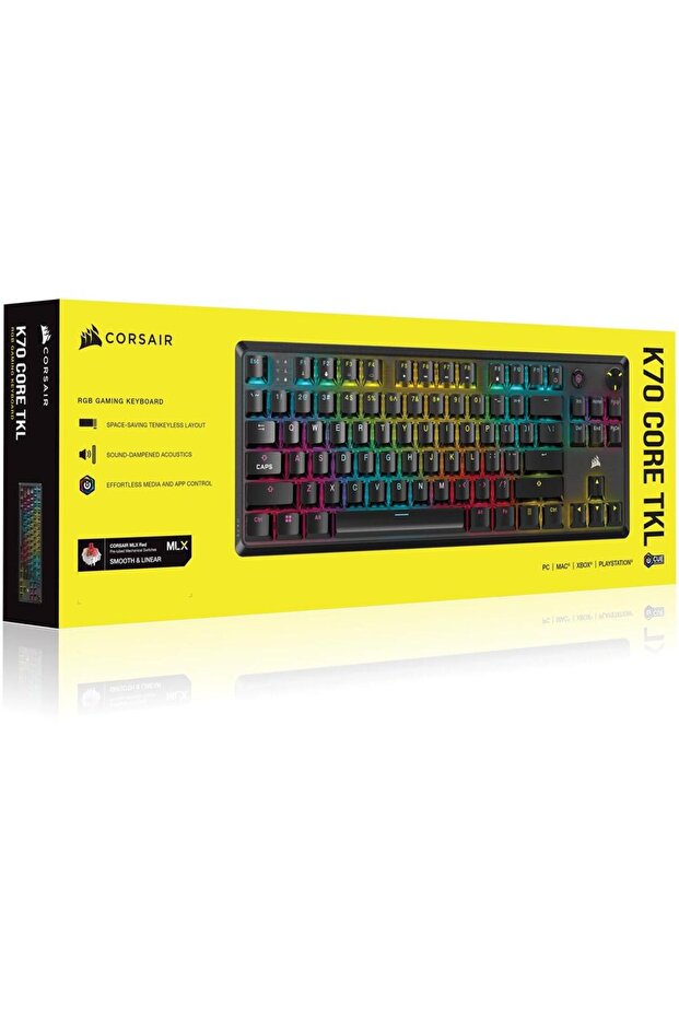 Corsair K70 Core TKL Mechanical Gaming Keyboard, MLX Red v2 Linear Switches, Sound Dampening - 13