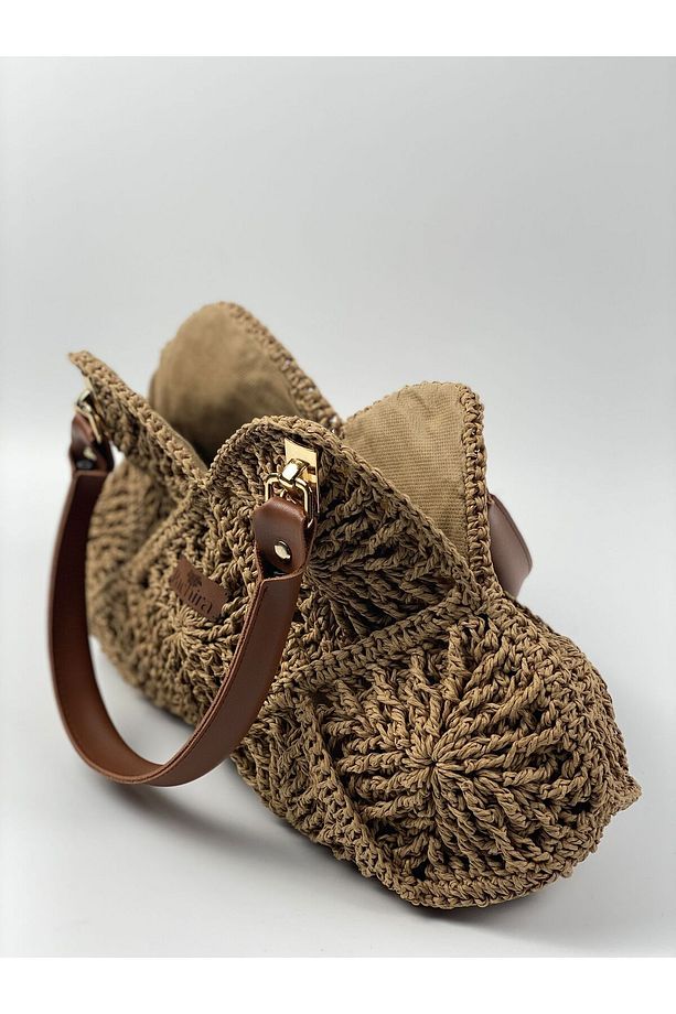 Kağıt İp kol çantası, Pramit Model En 38 cm.Uzunluk 24 cm.Gövde 20 cm.Sap 47 cm / Hasır - 5