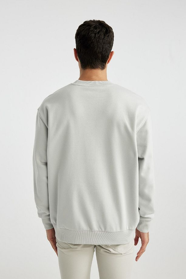 Oversize Geniş Kalıp Bisiklet Yaka Basic Düz Sweatshirt T5139az24sp - 5