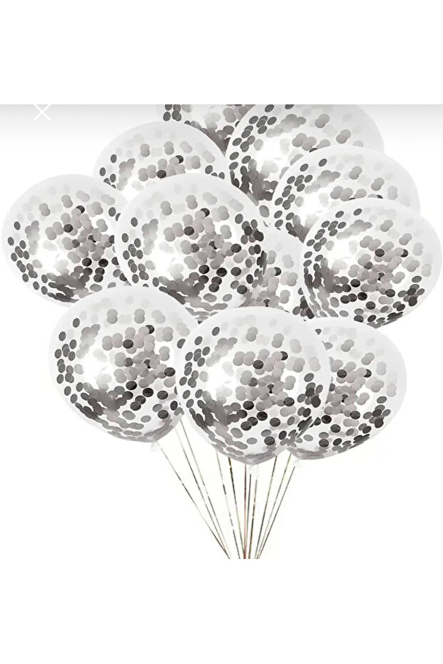 طقم بالونات ترتر فضي 12 قطعة - 1