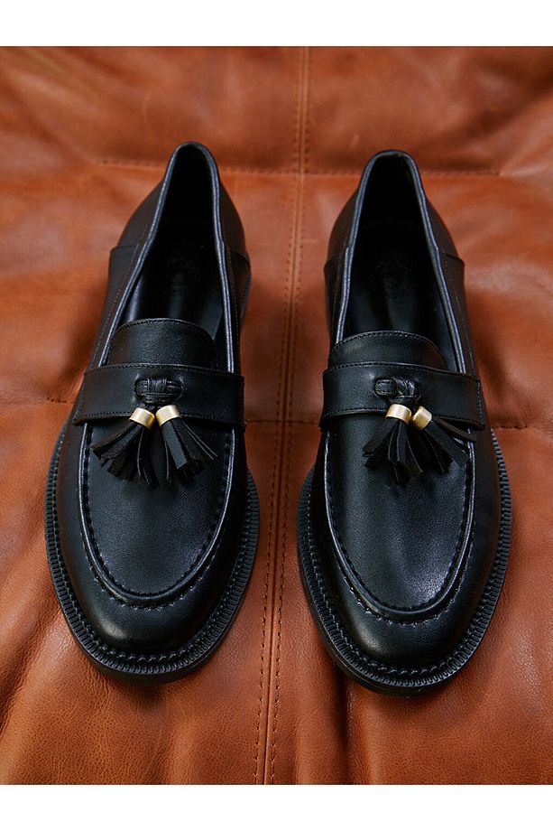 LCW STEPS Siyah Deri Görünümlü Kadın Loafer Ayakkabı - 1