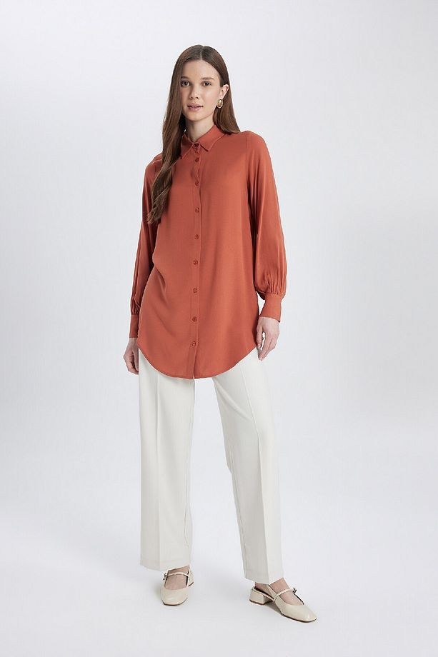 Regular Fit Basic Düz Uzun Kollu Gömlek Tunik Z3538az24sp - 2