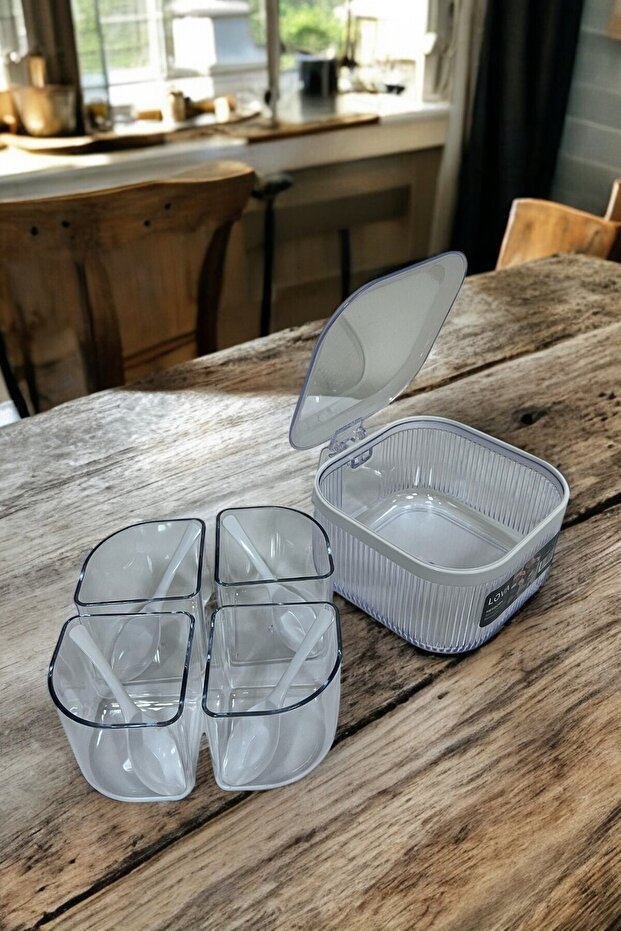 4 Compartment 4 Spoons Spice Rack Set of 2 1.1 Lt - 6