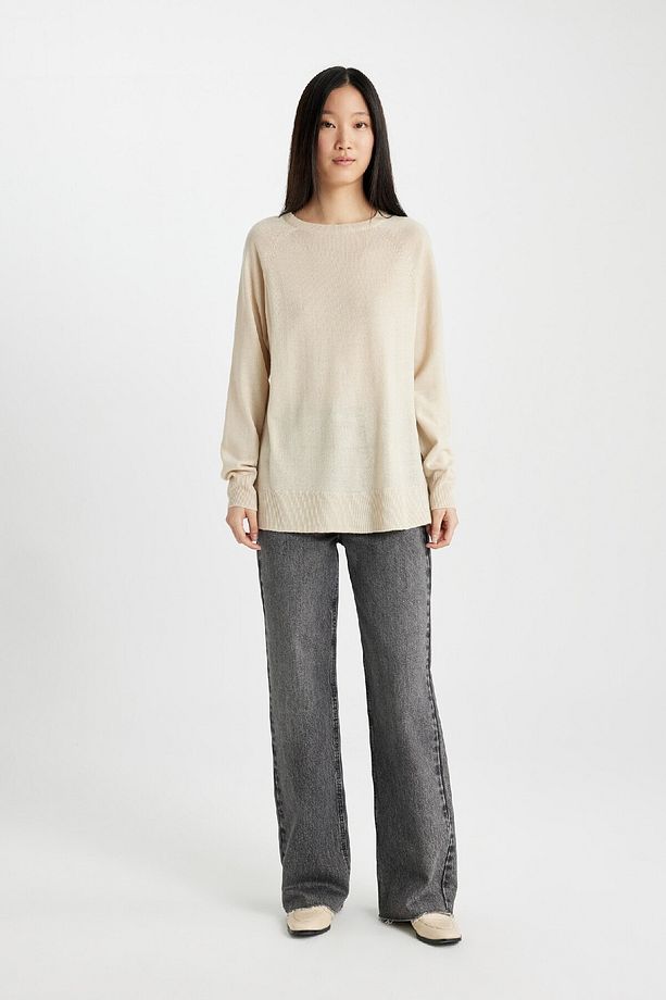 Regular Fit Yumuşak Dokulu Bisiklet Yaka Basic Düz Triko Kazak I6913az24wn - 2