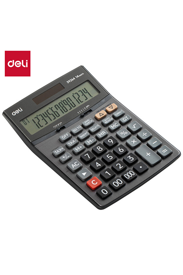 E39264 14-Digit Metal Calculator - Dual Power, 150-Step Check, Tax