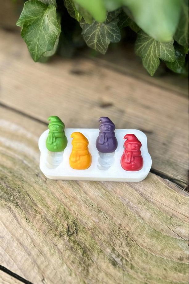 3d Kardan Adam Mini Dörtlü Mum Kalıbı (SİLİKON) (1 ADET) - 3
