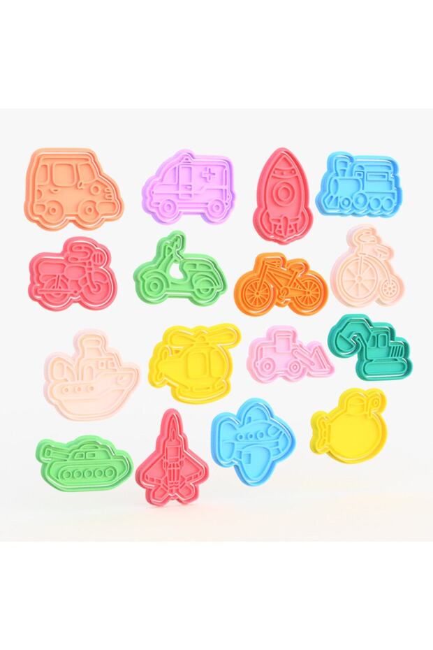 Car Plane Bike Motorcycle Tank Train Airplane Jet 16 Different Vehicle Cookie Mold