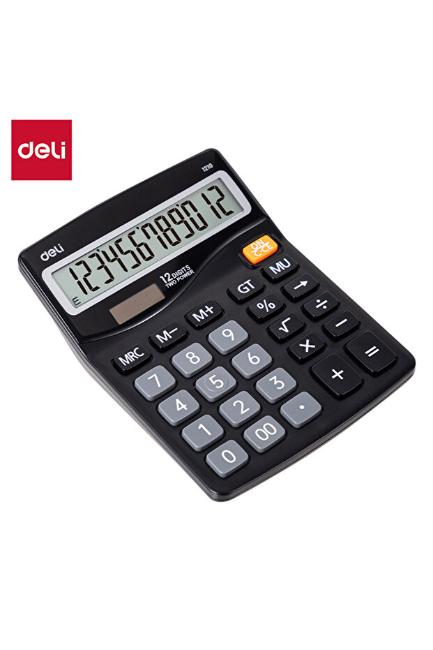 E1210 Calculator - Plastic, 12 Digits, Black, Dual Power