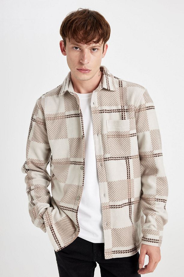 Regular Fit Kareli Polar Uzun Kollu Gömlek V2767AZ24WN - 4