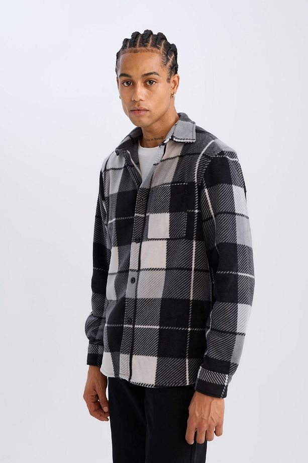 Regular Fit Kareli Polar Uzun Kollu Gömlek V2767AZ24WN - 3