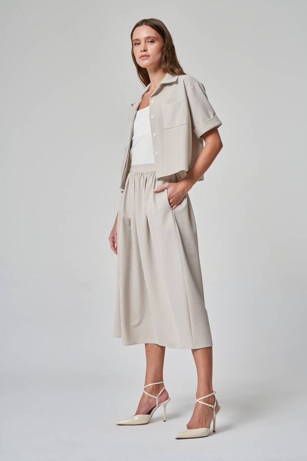 Çizgili Midi Etek - 2