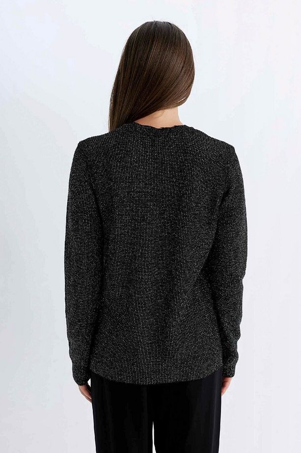 Regular Fit Bisiklet Yaka Simli Kumaş Triko Kazak D0405ax24wn - 7